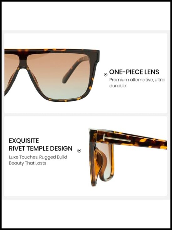 Oversized Polarized Square Sunglasses UV400 Unisex Shield Shades for Driving main image 5